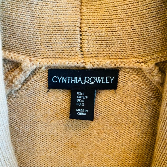 ⭐️ CYNTHIA ROWLEY Camel Wool Blend Tan V Neck Cardigan - Picture 5 of 5